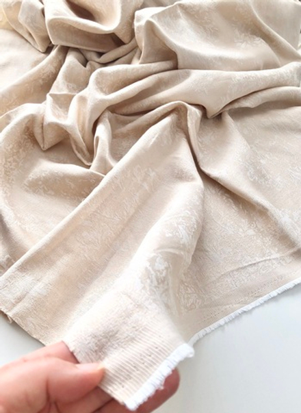 Портьерная ткань винтажный хлопковый жаккард Fabien col. 130 кремовый (высота 280 см, Индия)