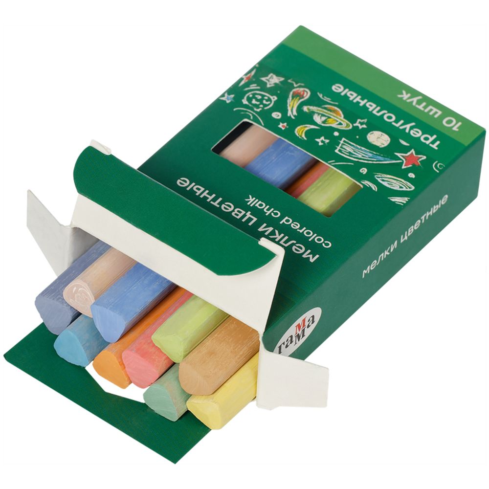Мел цветной 10шт/уп мягкий треугольный Гамма,