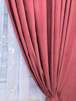 Комплект штор BlessLight Портьеры Канвас 260х100 1 шт. Брусничный