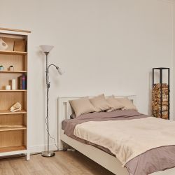 UML-T520 E27+E14 SILVER-WHITE Торшер напольный под лампу Е27 и Е14. 2х60W. Серебристый-Белый. ТМ Uniel