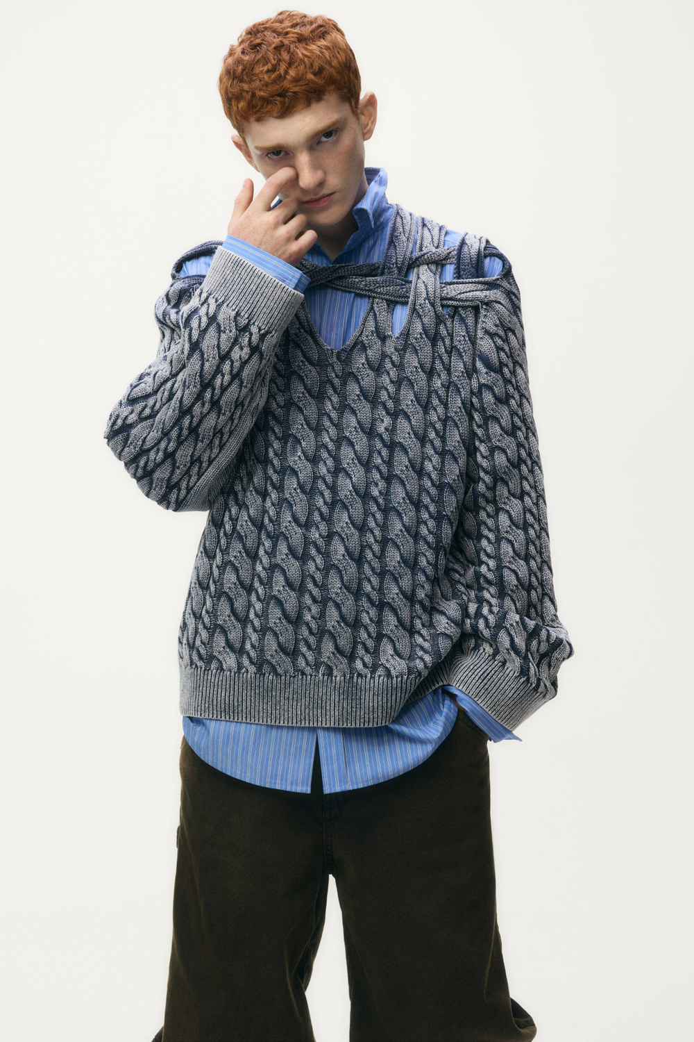 H&M - Glenn Martens Свитер с ажурной вязкой, синий