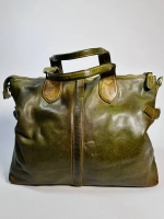 Женская премиальная горчично-оливковая сумка из натуральной кожи "Венеция"