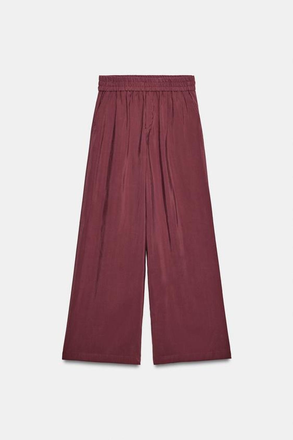 ZARA ШИРОКИЕ БРЮКИ С ЭЛАСТИЧНЫМ ПОЯСОМ, ТЕМНЫЙ ЧЕРЕПИЧНЫЙ