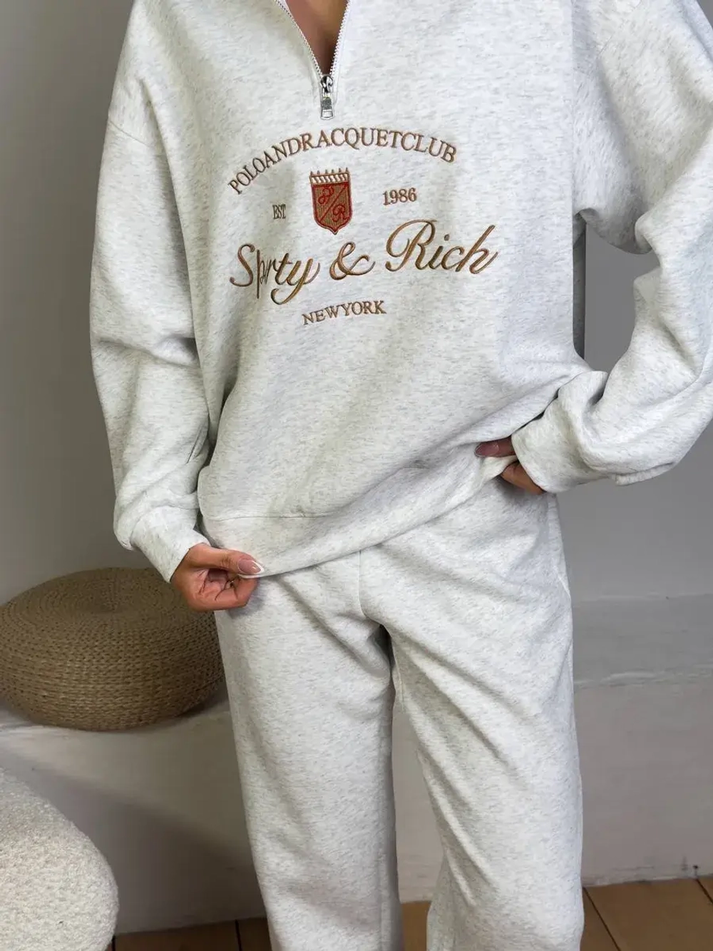 Женский спортивный костюм oversize, трикотаж без начеса