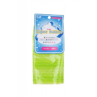 Мочалка для тела массажная с объемным плетением жесткая зеленая 30х100 см Kai Foaming Body Towel Stiff Super Bubble Green