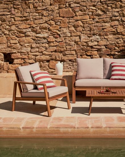 Frares Комплект 2-местный диван, 2 кресла и журнальный столик из массива акации La Forma Испания
