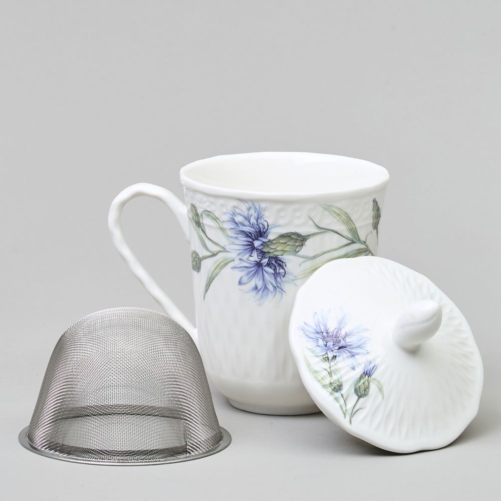 КРУЖКА ЗАВАРОЧНАЯ LEFARD "ВАСИЛЬКИ" С КРЫШКОЙ И СИТОМ 350 МЛ