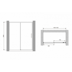 Душевая дверь Abber Komfort 150 AG93150B профиль Черный стекло прозрачное