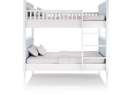 Кровать двухъярусная Elit (белый, голубая ткань)