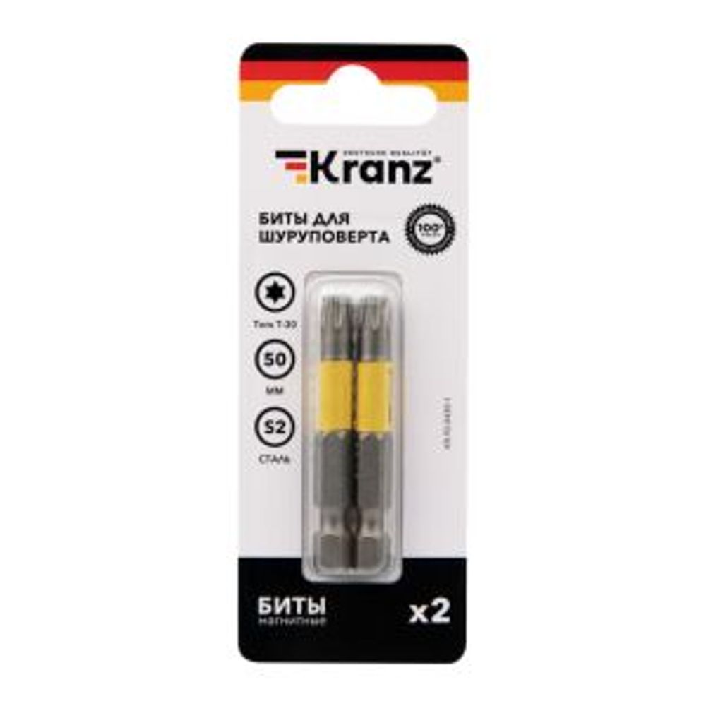 Бита для шуруповерта Torx T30х50 мм (2 шт./уп.) KRANZ