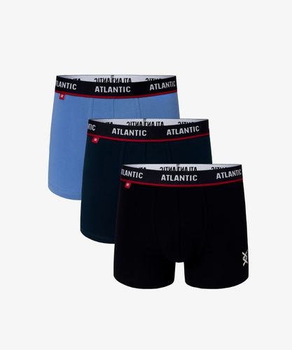 Мужские трусы шорты Atlantic, набор из 3 шт., хлопок, светло-голубые + темно-голубые + темно-синие, 3MH-042