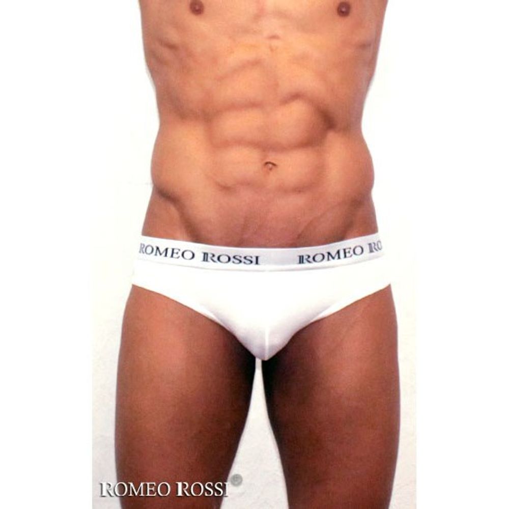 Мужские трусы стринги  c резинкой Romeo Rossi белые RR1006-01