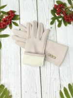 демисезонные перчатки тёплые с декоративными пуговицами