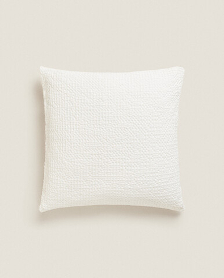 ZARA HOME ЧЕХОЛ ДЛЯ ДЕКОРАТИВНОЙ ПОДУШКИ ИЗ РЕЛЬЕФНОЙ ТКАНИ, БЕЛЫЙ