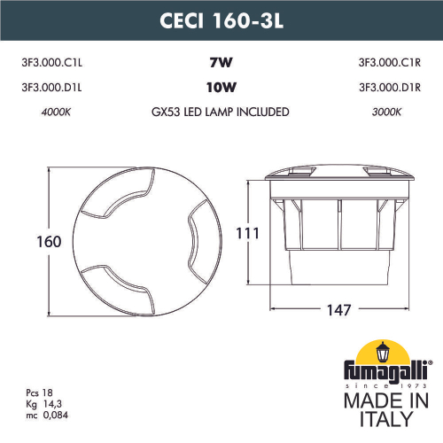 Тротуарный светильник Fumagalli CECI 3F3.000.000.AXD1L