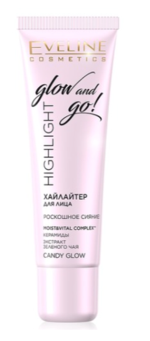 EVELINE ХАЙЛАЙТЕР ДЛЯ ЛИЦА - CANDY GLOW серии HIGHLIGHT GLOW AND GO!, 20мл