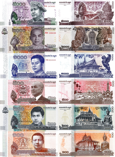 Камбоджа 2014 - 2022 набор 6 банкнот UNC