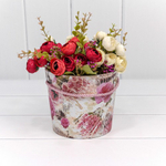 Коробка Ваза для цветов 15х13 см "Цветы" с ручкой (Белый)