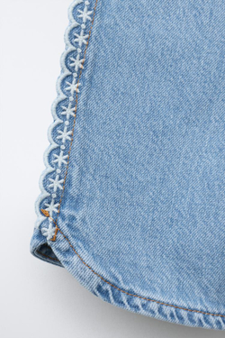 ZARA ДЖИНСЫ-КЮЛОТЫ ШИФФЛИ, ГОЛУБОЙ