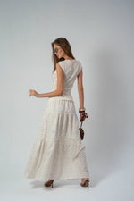 Юбка из хлопка ярусная в мелкий цветочек в макси длине