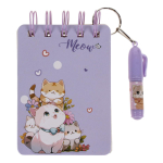 Блокнот "Кошечки" на спирали 45л линия с брелком-миниручкой 5,5см 4 цвета