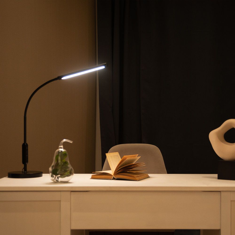 ULM-T619 10W-3000-6500K-DIM BLACK Торшер напольный светодиодный. 10W. с регулировкой наклона. Сенсорный выключатель. Диммер. Черный. ТМ Uniel