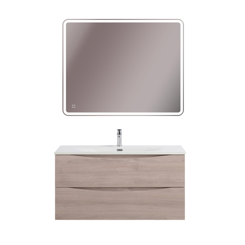 Тумба с раковиной подвесная BelBagno MARINO-CER-MINI-1000-2C-SO-RG-P Rovere Grigio, раковина белая BB-8099-3-100