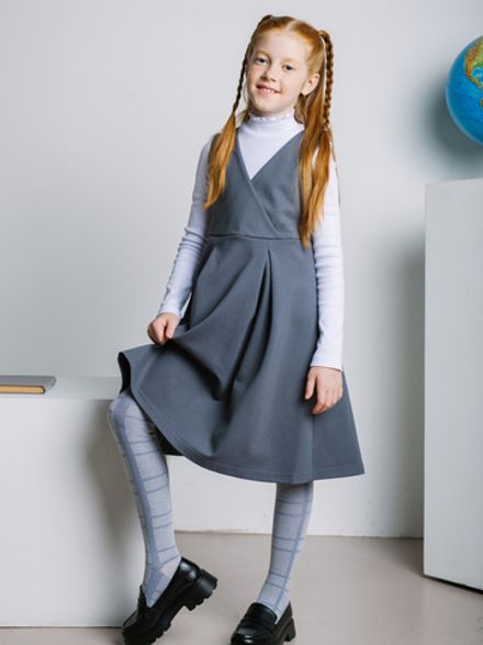 Сарафан приталенный "Серый" 7+