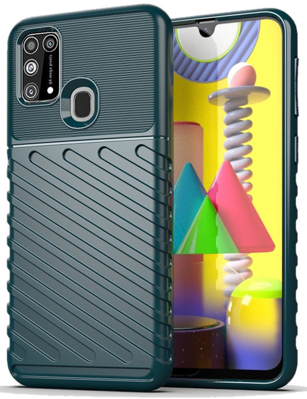 Чехол темно зеленого цвета для Samsung Galaxy M31, серия Onyx от Caseport