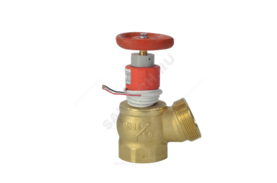 Клапан пожарный латунь угловой 125 гр КПЛ 65-1 Ду 65 1,6 МПа муфта-цапка с датчиком положения ДППК 23 Апогей 110006