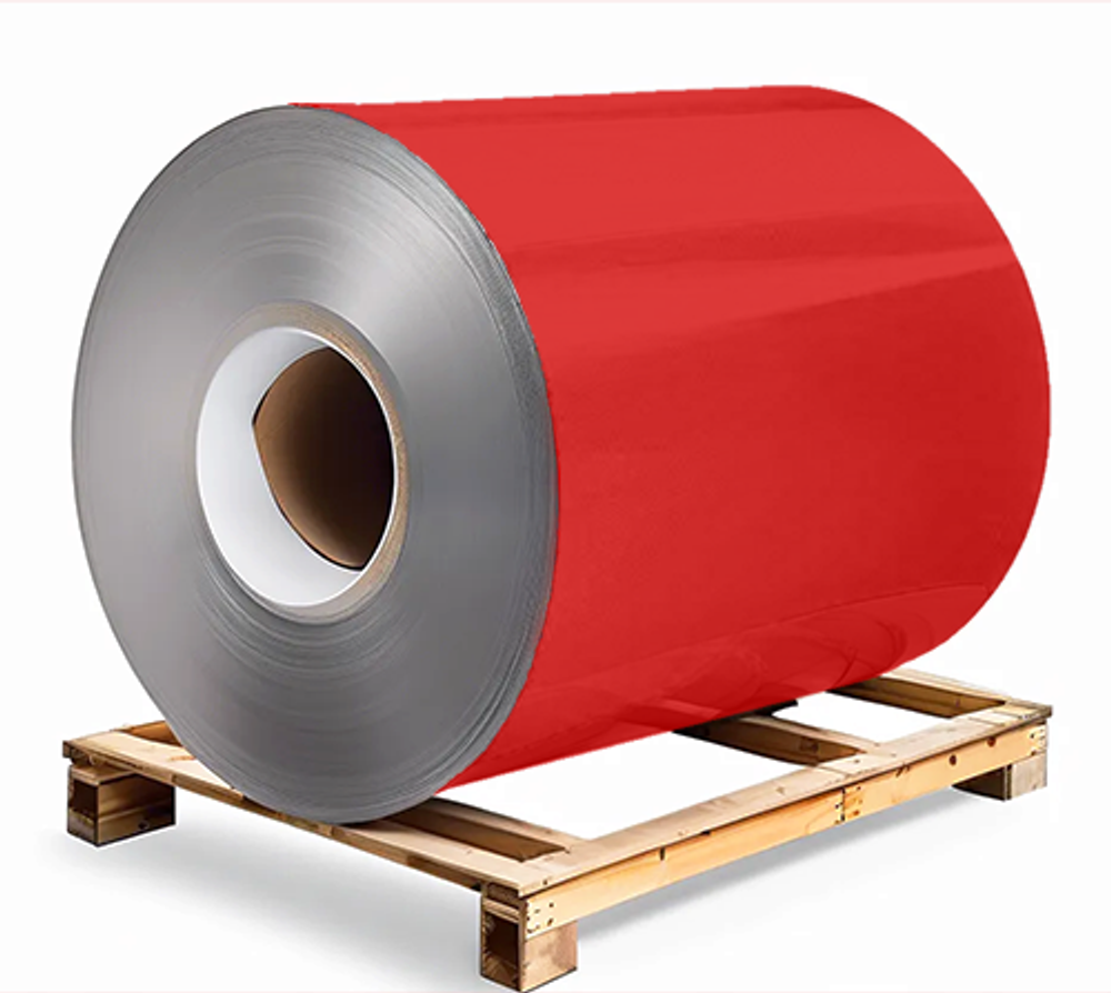 Сталь оцинкованная 0,5х1250х3000 мм RAL 3020 красный Грунт обр.стороны / защ.пленка