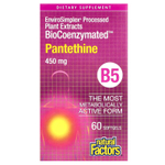 Natural Factors, BioCoenzymated, B5, пантетин, 450 мг, 60 капсул