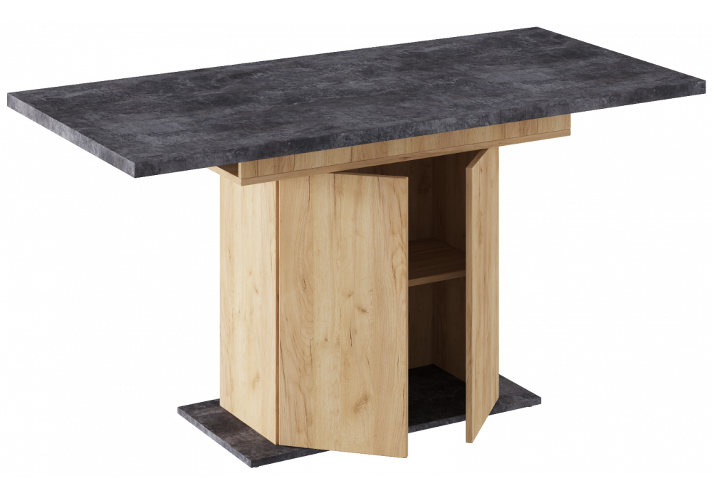 Стол деревянный Woodville Carla крафт золотой, цемент темный