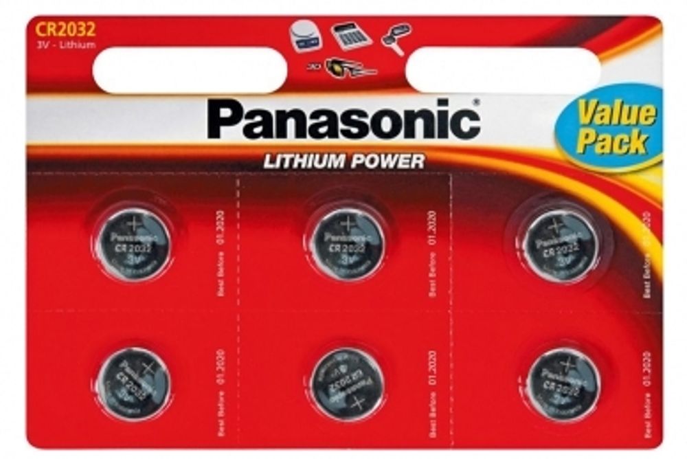 Батарейки Panasonic Lithium Power CR-2032 литиевые 6 шт