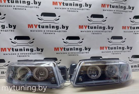 Передние фары angel eyes black для VW Passat B5 GP