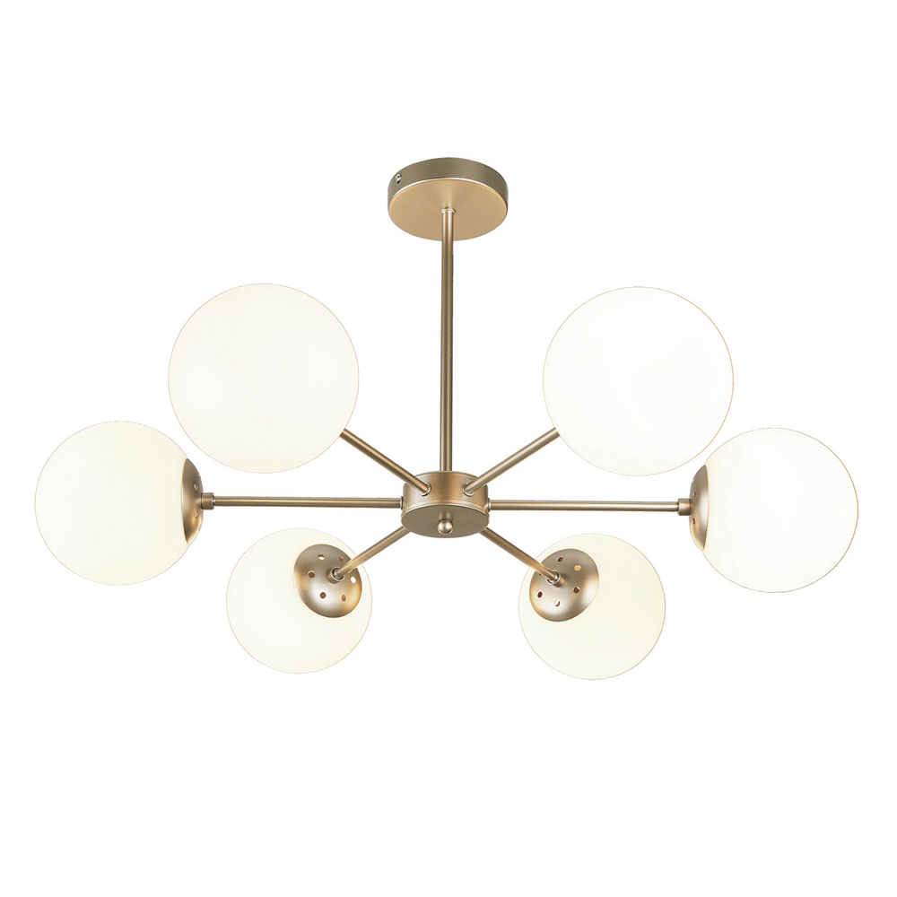 Светильник на штанге 6x40Вт E14, металл/стекло, шампань