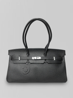 Сумка однотонная прямоугольной формы с короткими ручками и замком