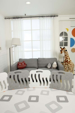 Большой детский манеж iFam Shell серый/белый