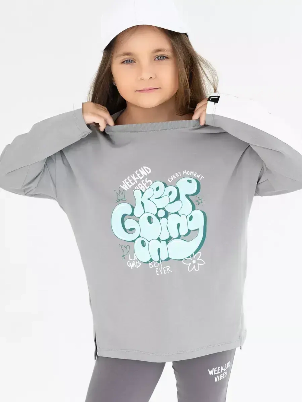 Серый костюм оверсайз для девочки