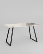 Стол обеденный Vermont 140*80 см керамика светлая ножки черные