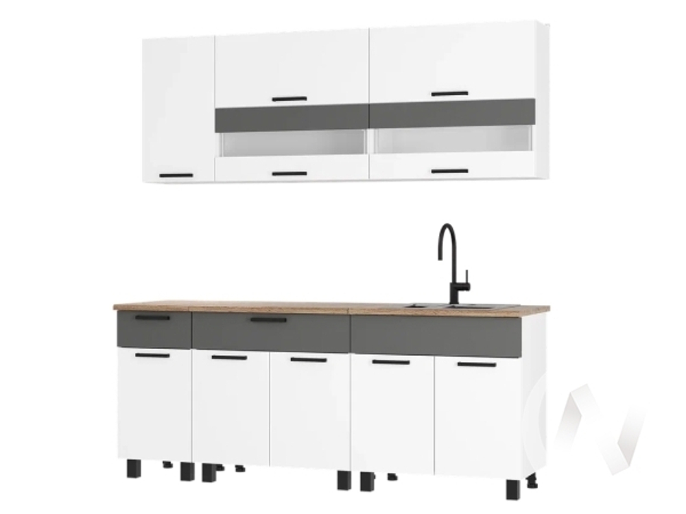 Кухня Монтана 2.0 м (белый/белый; графит/дуб кера)