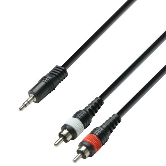Adam Hall K3YWCC0600 - кабель аудио TRS 3.5 mm stereo - 2 x RCA (M), 1 x 0.22 мм2, 6.0 м, черный