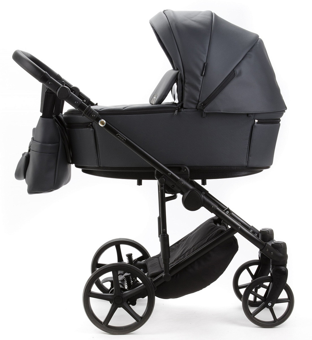 Детская коляска Adamex Zico Deluxe New 2 в 1 ZN-SA05 ТЕМНО-СЕРАЯ КОЖА