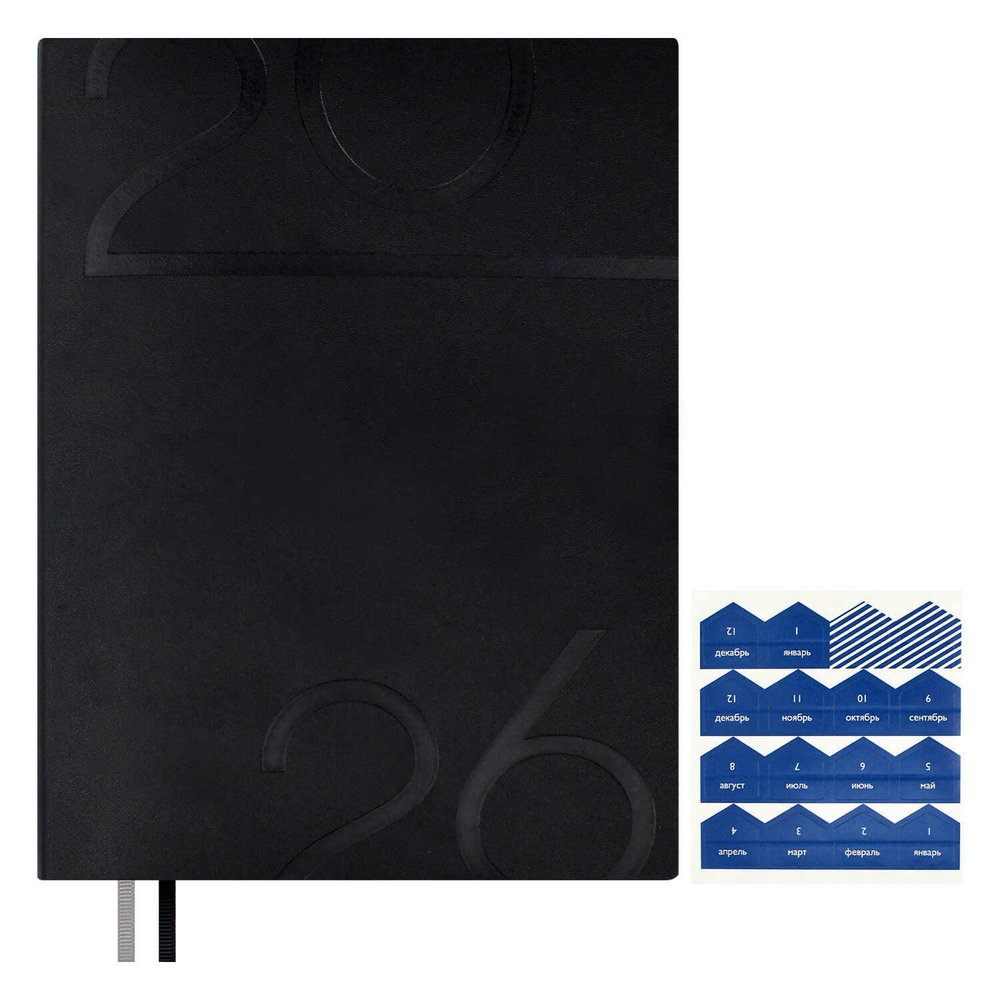 Ежедневник датированный 2026 ESCALADA, #ДУМАЙ КАК МИЛЛИАРДЕР, А5+, 176 л., арт. 70211/ 10 КАССАНДРА ЧЁРНЫЙ (кожзам: 175х245 мм, мягкий переплёт, запаянный край, материал обложки: искусственная кожа "Кассандра"; декор: блинтовое тиснение; способ крепл