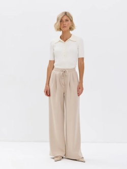 Широкие демисезонные брюки-палаццо со складками