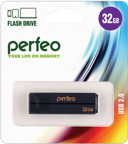 Флешка 32-GB PERFEO C01G2 чёрный