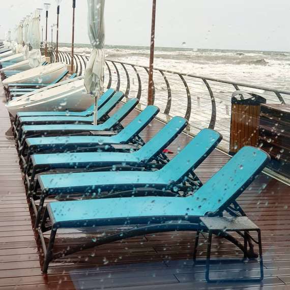 Шезлонг Atlantico, антрацит/голубой