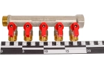 Латунный коллектор Terma 3/4"в/н с 5-ю шаровыми кранами на 1/2" (нар.резьбы) (14018) 41234