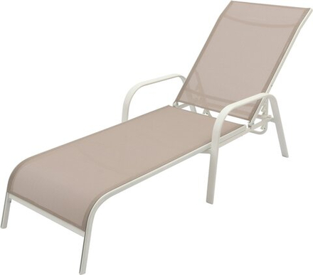 Шезлонг-лежак садовый Кения 193х67х98см, сталь/текстилен, белый/бежевый, CMP-1505.000