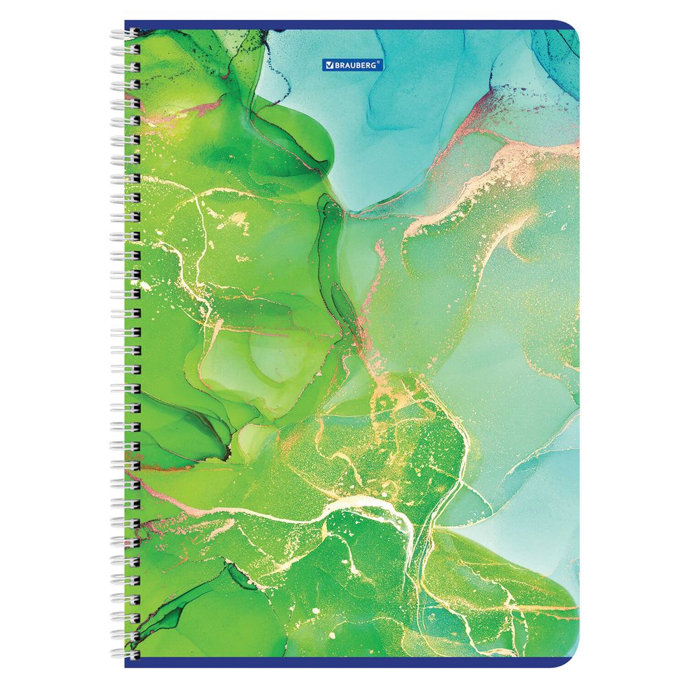 Тетрадь А4, 96 л., BRAUBERG, гребень, клетка, матовая ламинация, "Marble", 404063, 4шт